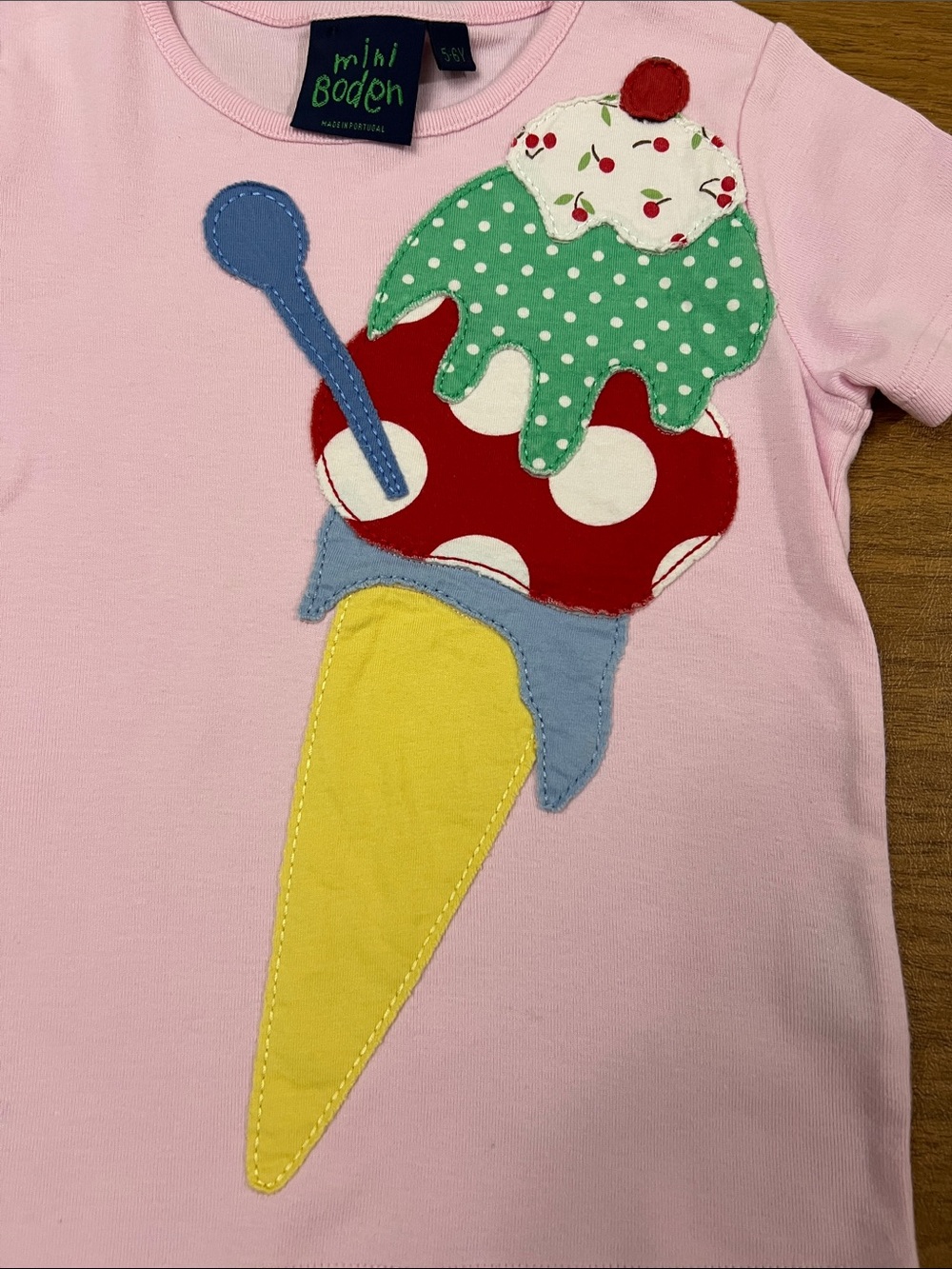 Vintage Mini Boden ice cream appliqué tshirt size 5-6 - Picture 2 of 4
